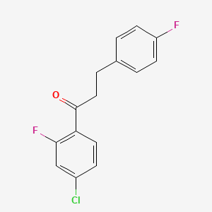 molecular formula C15H11ClF2O B1327668 4'-氯-2'-氟-3-(4-氟苯基)丙基苯酮 CAS No. 898768-66-6