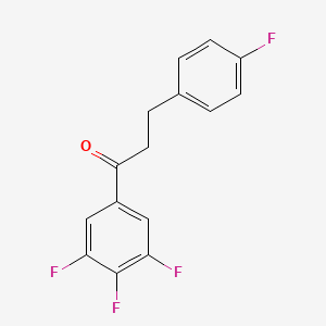 molecular formula C15H10F4O B1327673 3-(4-Fluorophenyl)-3',4',5'-trifluoropropiophenone CAS No. 898768-82-6