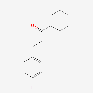 molecular formula C15H19FO B1327677 Cyclohexyl 2-(4-fluorophenyl)ethyl ketone CAS No. 898768-92-8