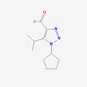 molecular formula C11H17N3O B13276818 1-Cyclopentyl-5-(propan-2-yl)-1H-1,2,3-triazole-4-carbaldehyde 