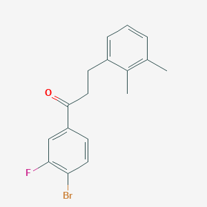 molecular formula C17H16BrFO B1327684 4'-溴-3-(2,3-二甲基苯基)-3'-氟丙酮 CAS No. 898792-89-7