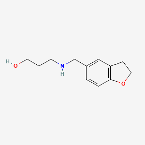 molecular formula C12H17NO2 B13276892 3-(((2,3-Dihydrobenzofuran-5-yl)methyl)amino)propan-1-ol 