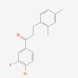 B1327696 4'-Bromo-3-(2,4-dimethylphenyl)-3'-fluoropropiophenone CAS No. 898794-20-2
