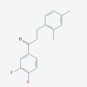 molecular formula C17H16F2O B1327702 3',4'-二氟-3-(2,4-二甲基苯基)丙基苯酮 CAS No. 898794-56-4