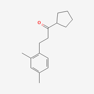 molecular formula C16H22O B1327703 Cyclopentyl 2-(2,4-dimethylphenyl)ethyl ketone CAS No. 898794-68-8