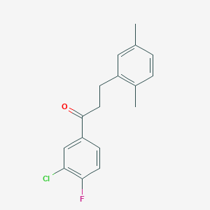 molecular formula C17H16ClFO B1327710 3'-Chloro-3-(2,5-dimethylphenyl)-4'-fluoropropiophenone CAS No. 898753-72-5