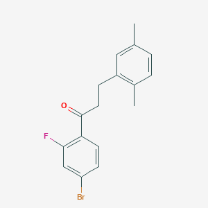molecular formula C17H16BrFO B1327714 4'-Bromo-3-(2,5-dimethylphenyl)-2'-fluoropropiophenone CAS No. 898753-88-3