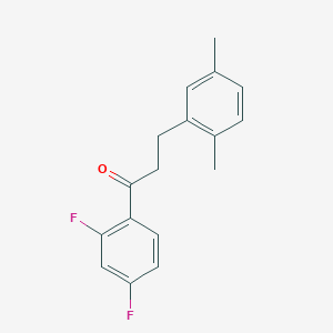 molecular formula C17H16F2O B1327716 2',4'-二氟-3-(2,5-二甲苯基)丙基苯甲酮 CAS No. 898754-06-8