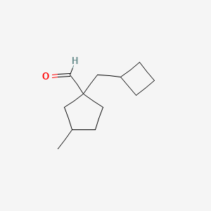 molecular formula C12H20O B13277162 1-(Cyclobutylmethyl)-3-methylcyclopentane-1-carbaldehyde 