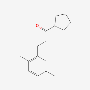 molecular formula C16H22O B1327720 环戊基 2-(2,5-二甲基苯基)乙基酮 CAS No. 898754-20-6