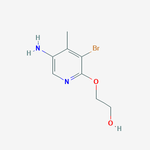 molecular formula C8H11BrN2O2 B13277209 2-[(5-Amino-3-bromo-4-methylpyridin-2-yl)oxy]ethan-1-ol 