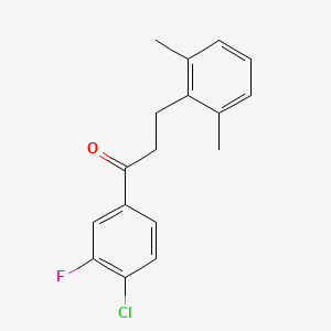 molecular formula C17H16ClFO B1327726 4'-氯-3-(2,6-二甲基苯基)-3'-氟丙酮 CAS No. 898754-96-6