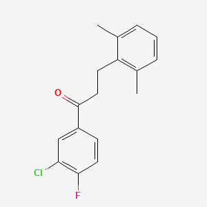 molecular formula C17H16ClFO B1327727 3'-氯-3-(2,6-二甲基苯基)-4'-氟丙酮 CAS No. 898754-98-8