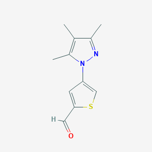 molecular formula C11H12N2OS B13277285 4-(Trimethyl-1H-pyrazol-1-YL)thiophene-2-carbaldehyde 
