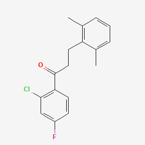 molecular formula C17H16ClFO B1327731 2'-Chloro-3-(2,6-dimethylphenyl)-4'-fluoropropiophenone CAS No. 898755-12-9