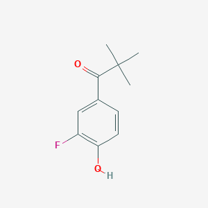 molecular formula C11H13FO2 B13277316 1-(3-Fluoro-4-hydroxyphenyl)-2,2-dimethylpropan-1-one 