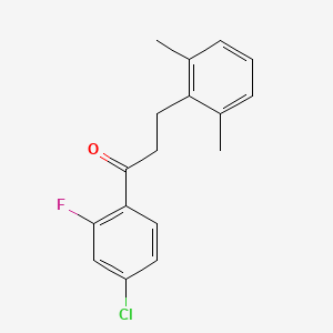 molecular formula C17H16ClFO B1327733 4'-氯-3-(2,6-二甲基苯基)-2'-氟丙酮 CAS No. 898755-16-3