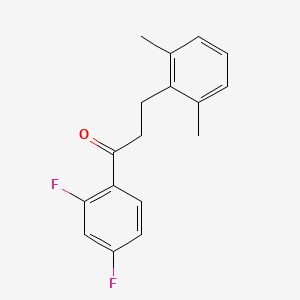 molecular formula C17H16F2O B1327734 2',4'-二氟-3-(2,6-二甲基苯基)丙基苯酮 CAS No. 898755-28-7