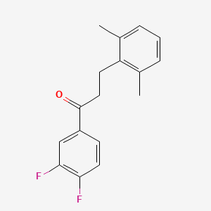 molecular formula C17H16F2O B1327735 3',4'-二氟-3-(2,6-二甲苯基)丙基苯酮 CAS No. 898755-30-1