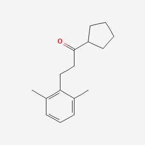 molecular formula C16H22O B1327738 Cyclopentyl 2-(2,6-dimethylphenyl)ethyl ketone CAS No. 898755-46-9