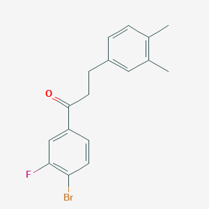 molecular formula C17H16BrFO B1327744 4'-Bromo-3-(3,4-dimethylphenyl)-3'-fluoropropiophenone CAS No. 898779-50-5