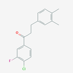 molecular formula C17H16ClFO B1327745 4'-Chloro-3-(3,4-dimethylphenyl)-3'-fluoropropiophenone CAS No. 898779-53-8