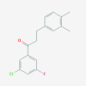 molecular formula C17H16ClFO B1327748 3'-Chloro-3-(3,4-dimethylphenyl)-5'-fluoropropiophenone CAS No. 898779-71-0