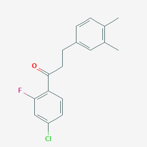 molecular formula C17H16ClFO B1327749 4'-Chloro-3-(3,4-dimethylphenyl)-2'-fluoropropiophenone CAS No. 898779-73-2