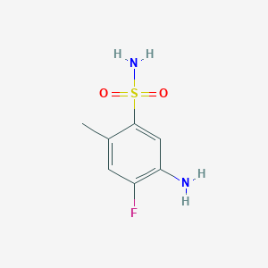molecular formula C7H9FN2O2S B13277561 5-Amino-4-fluoro-2-methylbenzene-1-sulfonamide 