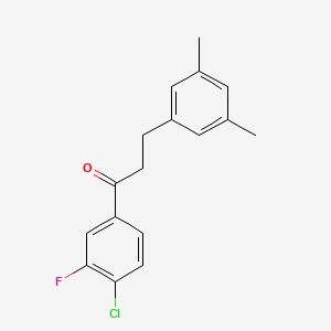 molecular formula C17H16ClFO B1327759 1-(4-氯-3-氟苯基)-3-(3,5-二甲基苯基)丙酮 CAS No. 898780-76-2