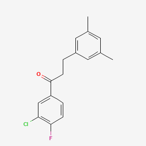 molecular formula C17H16ClFO B1327760 3'-Chloro-3-(3,5-dimethylphenyl)-4'-fluoropropiophenone CAS No. 898780-78-4