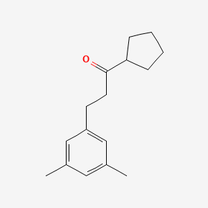 molecular formula C16H22O B1327766 Cyclopentyl 2-(3,5-dimethylphenyl)ethyl ketone CAS No. 898781-31-2