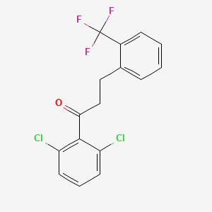 molecular formula C16H11Cl2F3O B1327769 2',6'-dichloro-3-(2-trifluoromethylphenyl)propiophenone CAS No. 898749-86-5