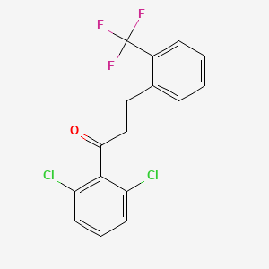 molecular formula C16H11Cl2F3O B1327769 1-(2,6-Dichlorophenyl)-3-[2-(trifluoromethyl)phenyl]propan-1-one CAS No. 898749-86-5
