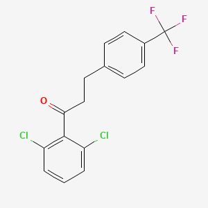 molecular formula C16H11Cl2F3O B1327771 2',6'-DICHLORO-3-(4-TRIFLUOROMETHYLPHENYL)PROPIOPHENONE CAS No. 898749-92-3