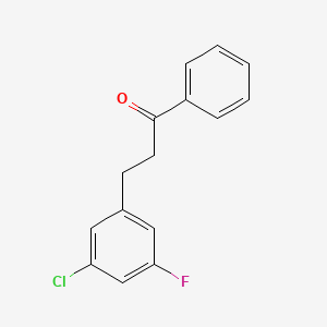 molecular formula C15H12ClFO B1327772 3-(3-Chloro-5-fluorophenyl)propiophenone CAS No. 898750-01-1