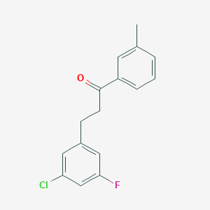 molecular formula C16H14ClFO B1327774 3-(3-Chloro-5-fluorophenyl)-3'-methylpropiophenone CAS No. 898750-07-7