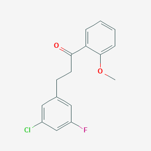 molecular formula C16H14ClFO2 B1327776 3-(3-氯-5-氟苯基)-2'-甲氧基丙酮 CAS No. 898750-13-5