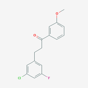 molecular formula C16H14ClFO2 B1327777 3-(3-氯-5-氟苯基)-3'-甲氧基丙酮 CAS No. 898750-16-8