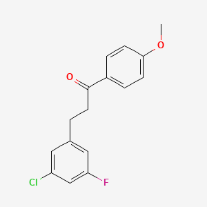 molecular formula C16H14ClFO2 B1327778 3-(3-Chloro-5-fluorophenyl)-4'-methoxypropiophenone CAS No. 898750-19-1
