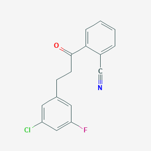molecular formula C16H11ClFNO B1327779 3-(3-Chloro-5-fluorophenyl)-2'-cyanopropiophenone CAS No. 898750-22-6