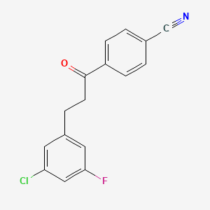 molecular formula C16H11ClFNO B1327781 3-(3-Chloro-5-fluorophenyl)-4'-cyanopropiophenone CAS No. 898750-28-2