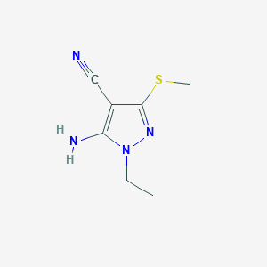 molecular formula C7H10N4S B13277818 5-Amino-1-ethyl-3-(methylsulfanyl)-1H-pyrazole-4-carbonitrile 