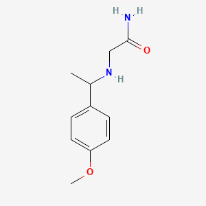 molecular formula C11H16N2O2 B13277832 2-{[1-(4-Methoxyphenyl)ethyl]amino}acetamide 