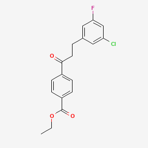 molecular formula C18H16ClFO3 B1327784 4'-Carboethoxy-3-(3-chloro-5-fluorophenyl)propiophenone CAS No. 898750-37-3