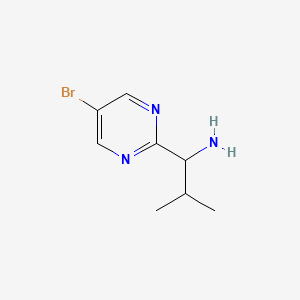 molecular formula C8H12BrN3 B13277850 1-(5-Bromopyrimidin-2-yl)-2-methylpropan-1-amine 