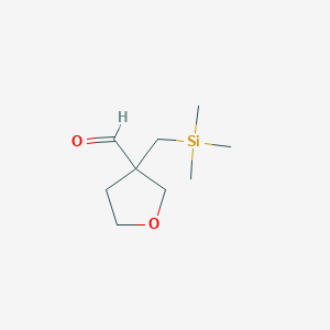 molecular formula C9H18O2Si B13277853 3-[(Trimethylsilyl)methyl]oxolane-3-carbaldehyde 