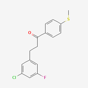 molecular formula C16H14ClFOS B1327786 3-(3-Chloro-5-fluorophenyl)-4'-thiomethylpropiophenone CAS No. 898750-43-1