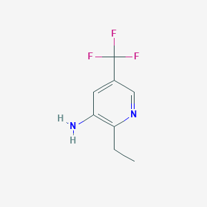 molecular formula C8H9F3N2 B13277871 2-Ethyl-5-(trifluoromethyl)pyridin-3-amine 