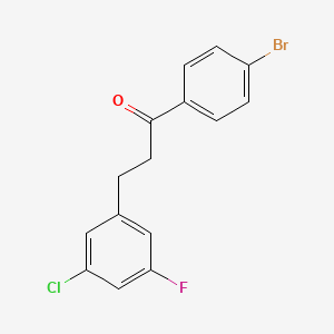 molecular formula C15H11BrClFO B1327788 4'-溴-3-(3-氯-5-氟苯基)丙酮 CAS No. 898750-49-7